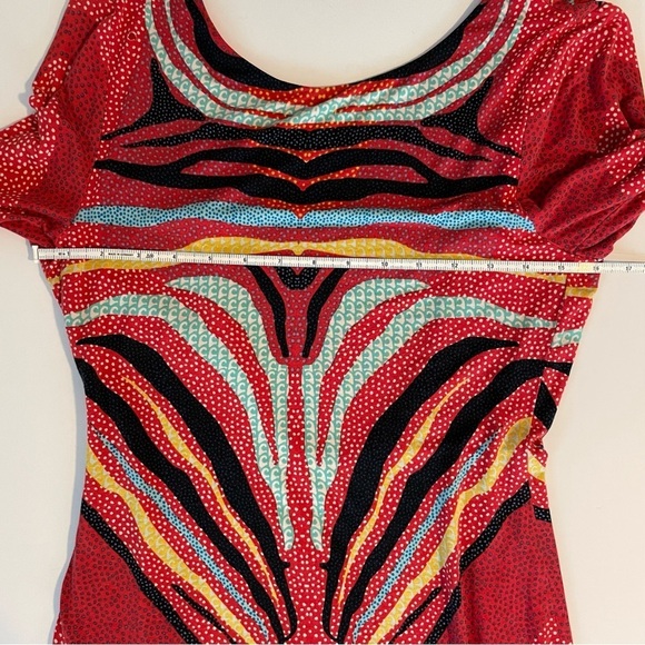 Mara Hoffman Phoenix Red Printed long sleeve dress stretch low back - Picture 2 of 13